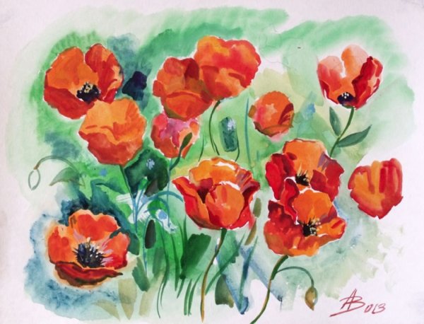 Рисование цветов гуашью