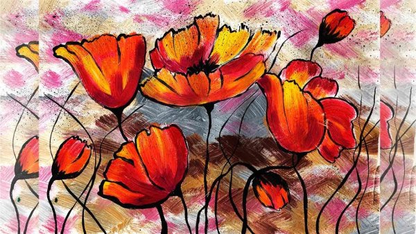 Маки правополушарное рисование гуашью