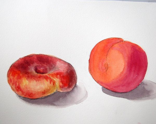 Персик гуашью