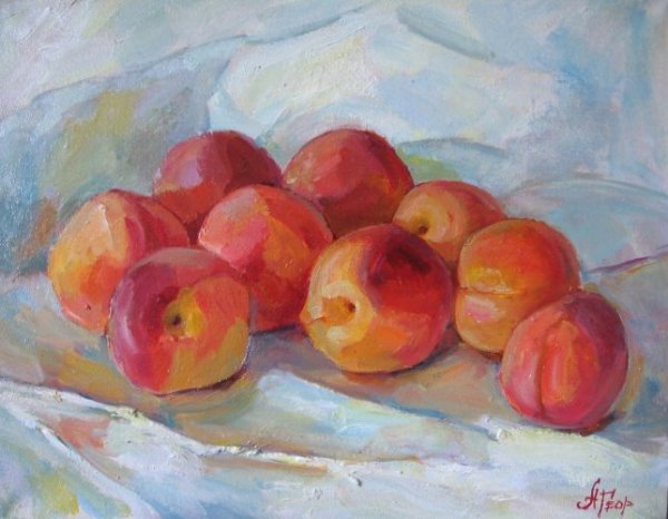 Картина маслом "персик с абрикосом" Леснов