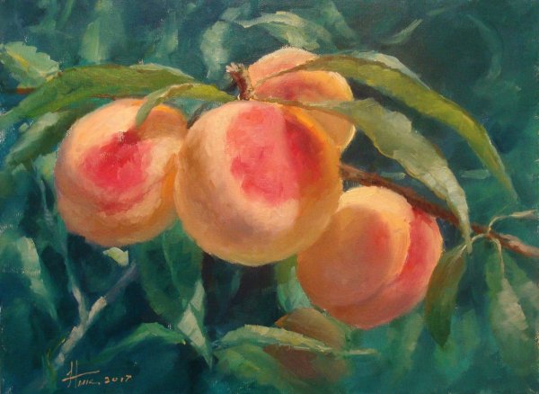 Персики живопись