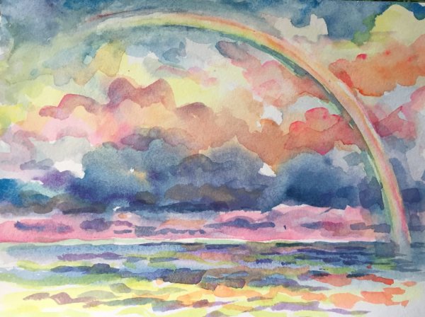 Рисование Радуга для малышей красками