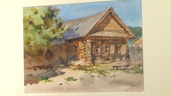 Пленер акварель деревья