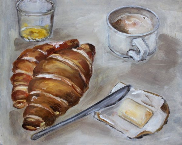 Натюрморт с круассаном