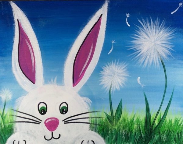 Заяц красками для детей