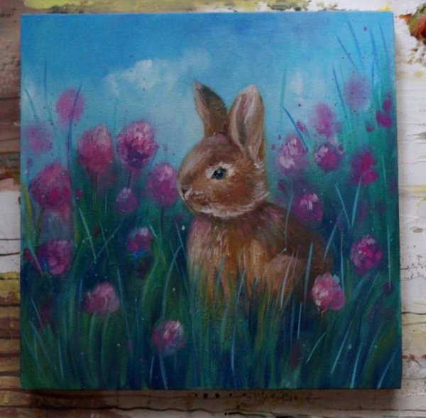 Кролик картина маслом