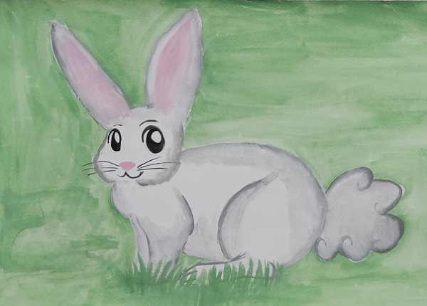 Рисуем гуашью зайку