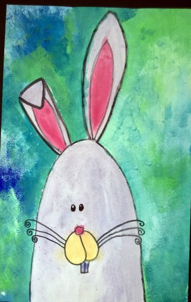 Заяц красками