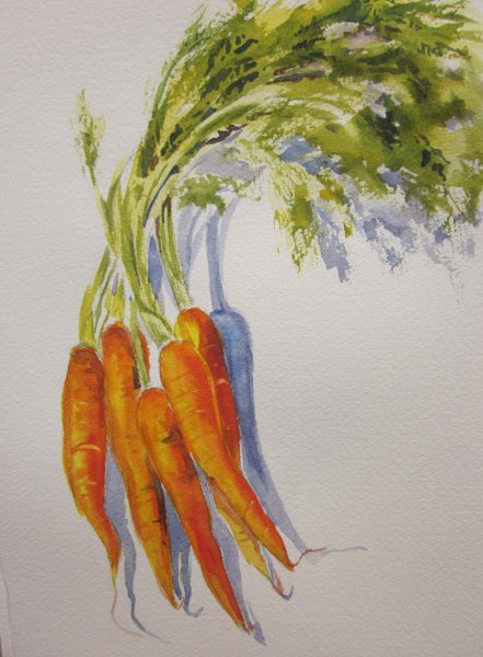 Этюд морковь акварель