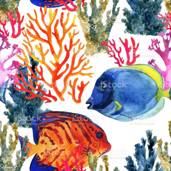 Кораллы гуашью