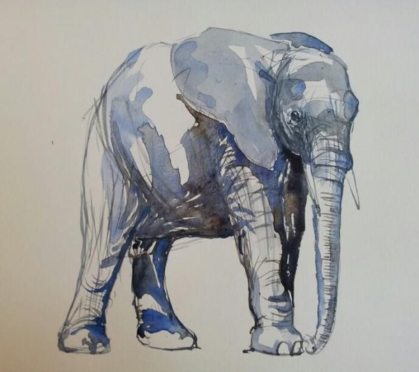 Слоник гуашью