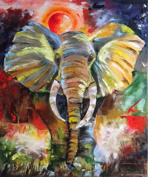 Слон живопись маслом