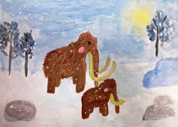 Мамонт рисунок гуашью