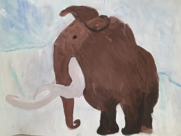 Мамонты гуашью красивые
