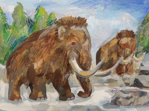 Мамонт гуашью