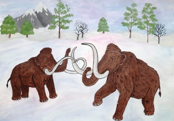 Мамонт гуашью детский мастер класс