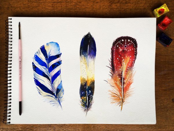 Акварель перо пошагово
