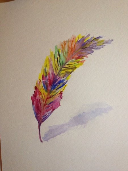 Перья акварельными карандашами