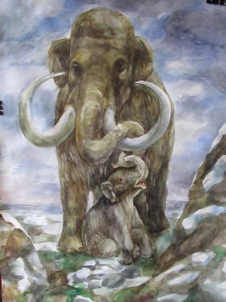 Мамонт мамонтиха и мамонтёнок