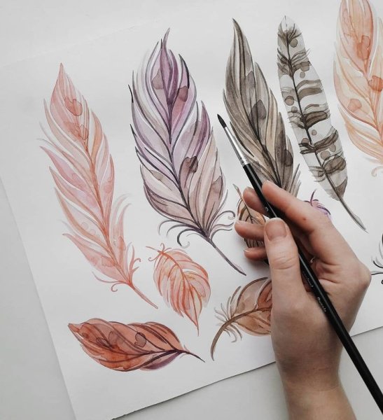 Акварель перо пошагово
