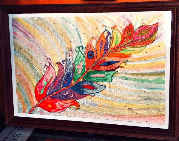 Перо Жар птицы красками