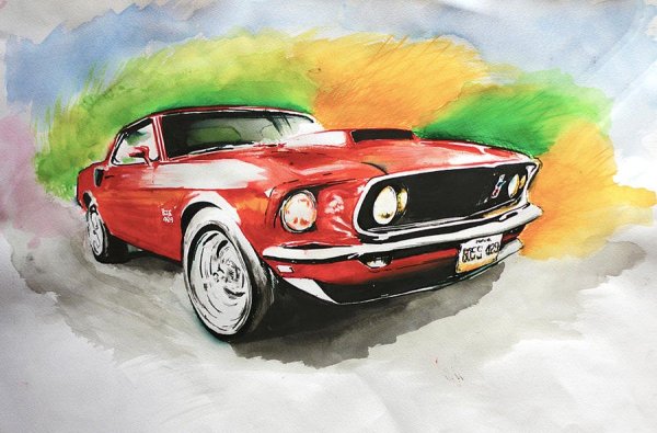 Нарисовать машину красками