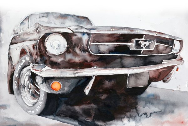 Ретро автомобиль акварель