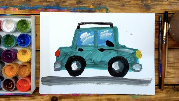 Рисование с детьми машина красками