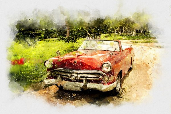 Автомобиль акварелью