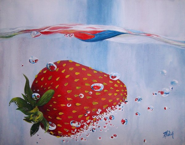 Клубника гуашью