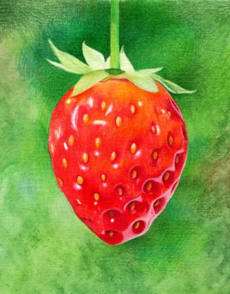 Клубника акварелью