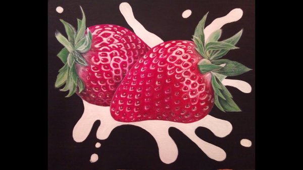 Клубника гуашью