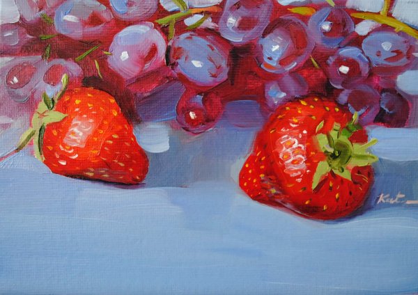 Клубника маслом на холсте