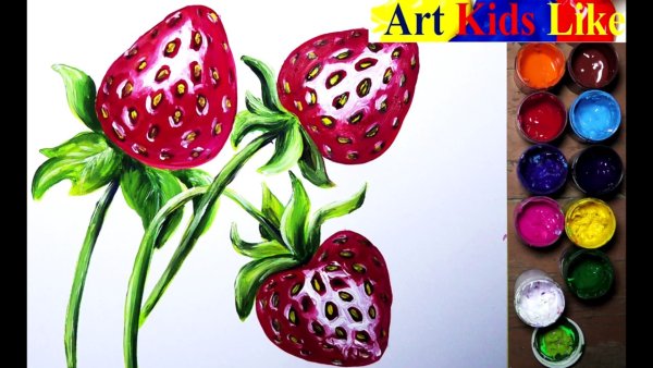 Клубника гуашью