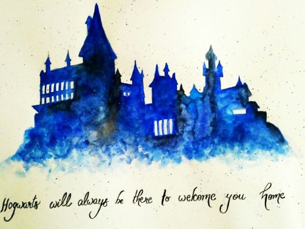 Рисование акварелью Хогвартс
