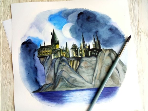 Хогвартс рисунок красками