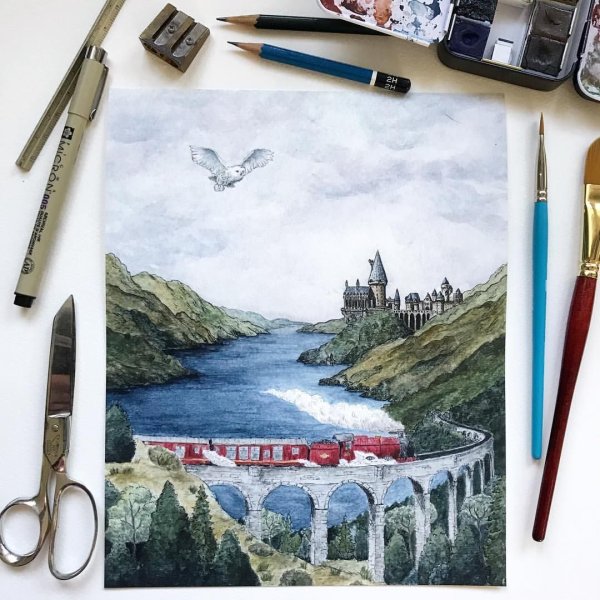 Скетчинг Harry Potter Hogwarts