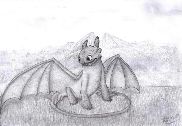 Рисунок Беззубика карандашом