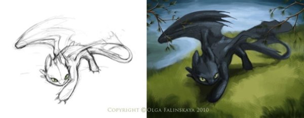 Беззубик цветными карандашами