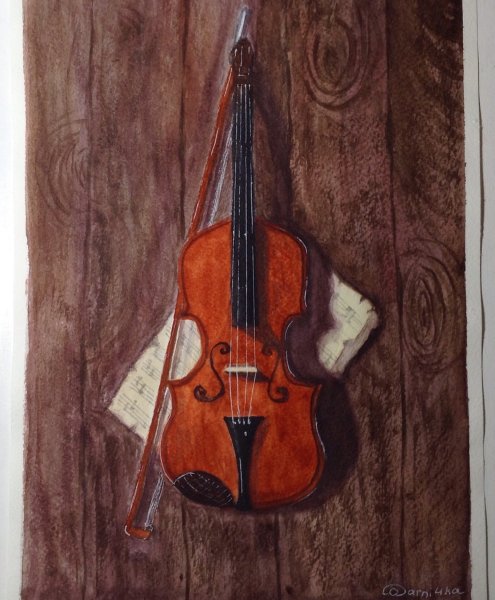 Скрипка гуашью