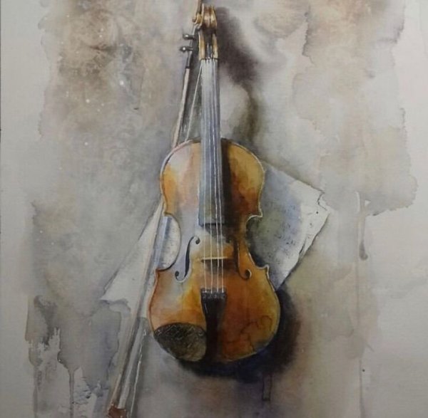 Скрипка гуашью