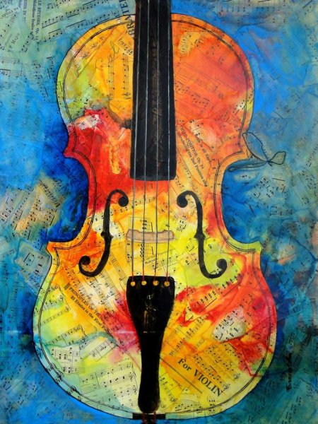 Скрипка гуашью