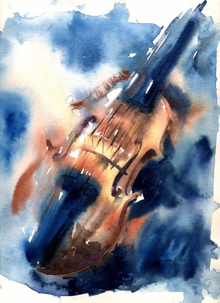 Декоративный натюрморт со скрипкой