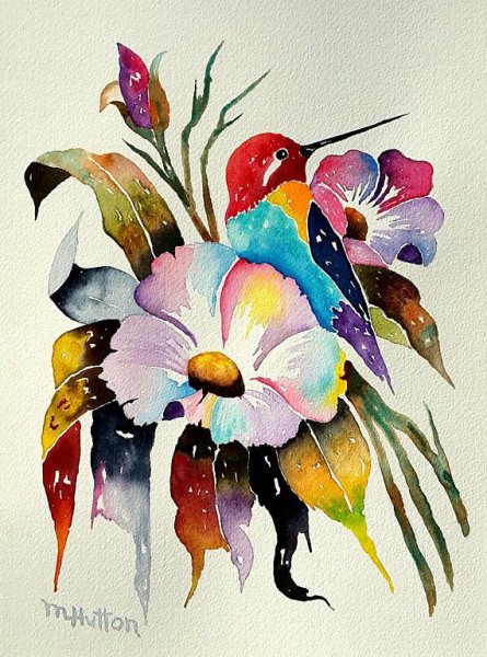 Экзотические цветы акварелью