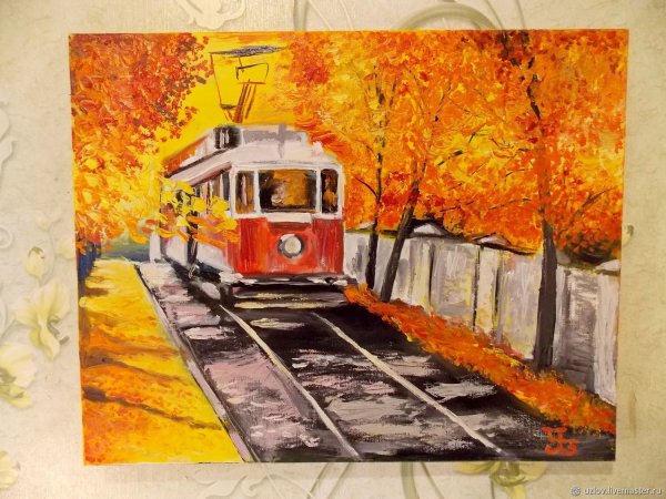 Городской транспорт акварель