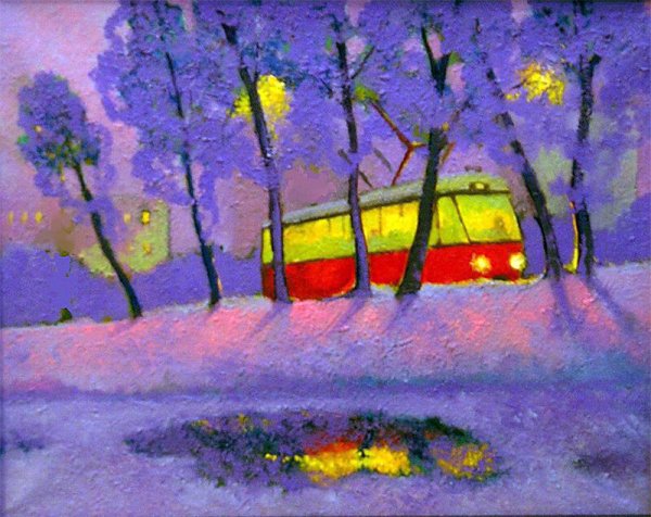 Трамвай акварель