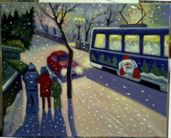 Игорь Медведев художник картина трамвай