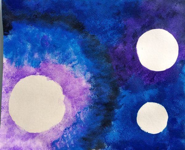 Рисование губкой космос для детей