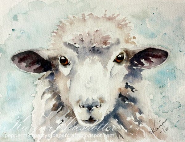 Барашек акварель