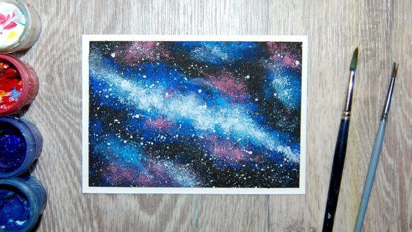 Рисование губкой космос